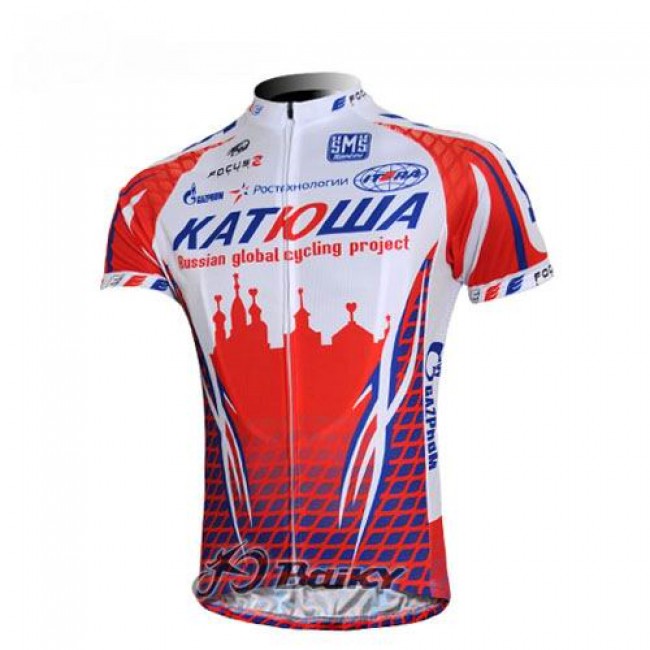 Katusha Rusland Fietsshirt Korte mouw wit rood 268