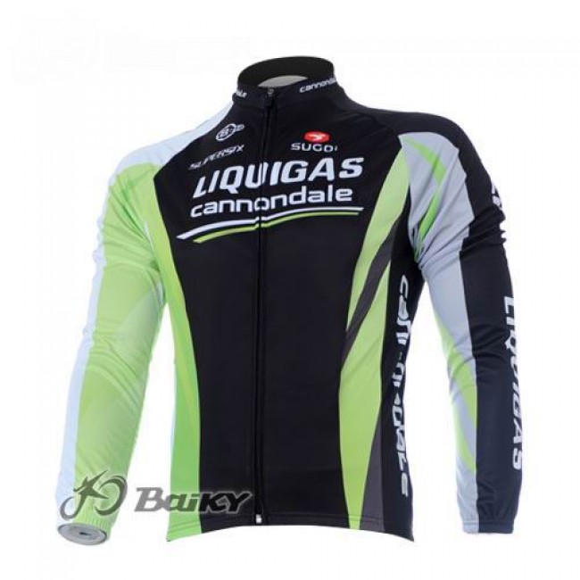 Liquigas Cannondale Pro Team Fietsshirt lange mouw zwart groen 4490