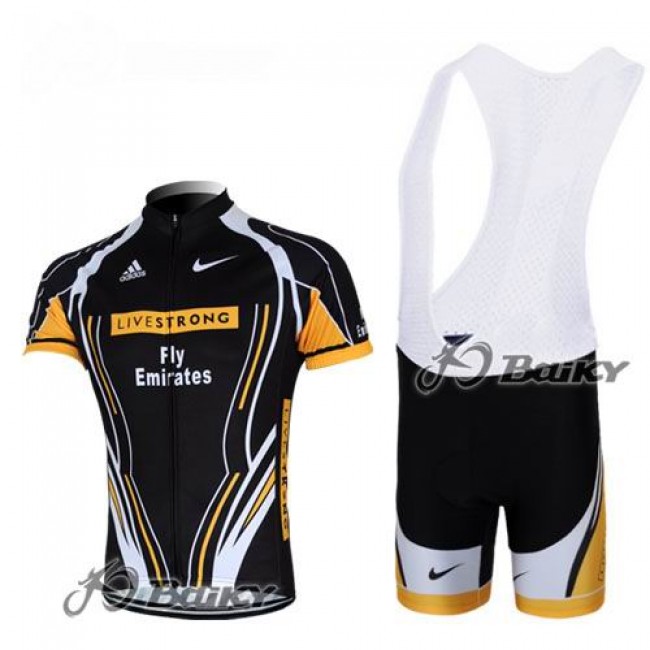 Livestrong Fly Emirates Fietsshirt Korte mouw Korte fietsbroeken Bib met zeem Kits zwart geel 4273