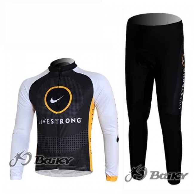 Livestrong Fietspakken Fietsshirt lange mouw+lange fietsbroeken zwart geel 4380