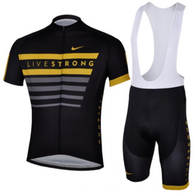 2013 Livestrong Fietspakken Fietsshirt Korte+Korte koersbroeken Bib zwart geel 4200