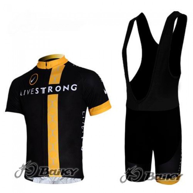 Livestrong Pro Team Nike Fietspakken Fietsshirt Korte+Korte koersbroeken Bib zwart geel 312