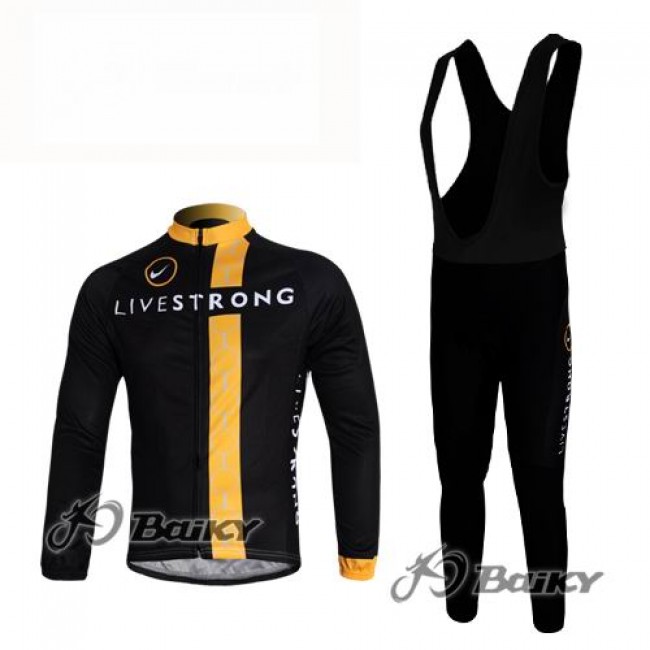 Livestrong Fietspakken Fietsshirt lange+lange fietsbroeken Bib zeem zwart geel 4429