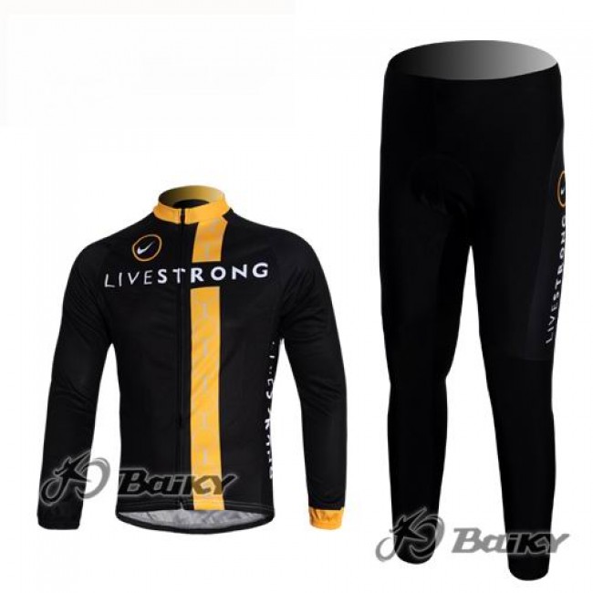 Livestrong Fietspakken Fietsshirt lange mouw+lange fietsbroeken zwart geel 319