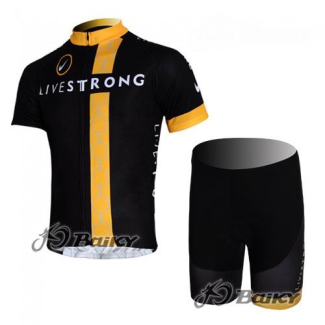 Livestrong Pro Team Nike Fietskleding Fietsshirt Korte Mouwen+Fietsbroek Korte zeem zwart geel 314