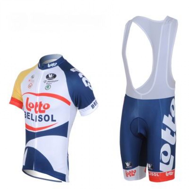 2013 Lotto Belisol Fietspakken Fietsshirt Korte+Korte koersbroeken Bib wit blauw 4193