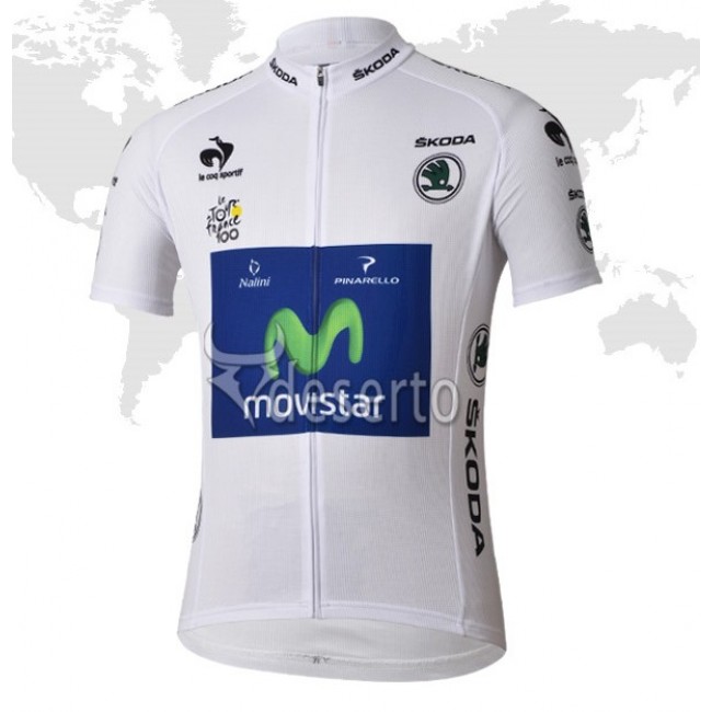 Movistar Tour de France Witte trui Fietsshirt Korte mouw 1376