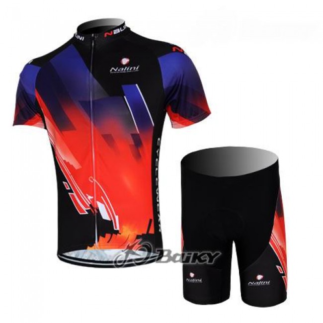 Nalini Pro Team Fietskleding Fietsshirt Korte Mouwen+Fietsbroek Korte zeem rood zwart 380