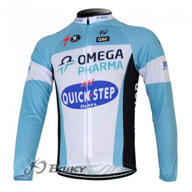 Omega Pharma Quick Step Pro Team Fietsshirt lange mouw blauw wit 4495