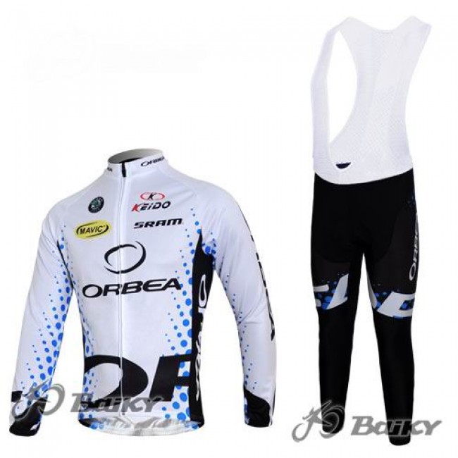 Orbea Pro Team Fietskleding Fietsshirt Lange Mouwen+lange fietsbroeken Bib zeem wit 447