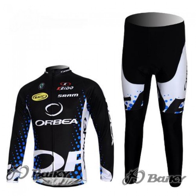Orbea Pro Team Fietspakken Fietsshirt lange mouw+lange fietsbroeken zwart blauw 449