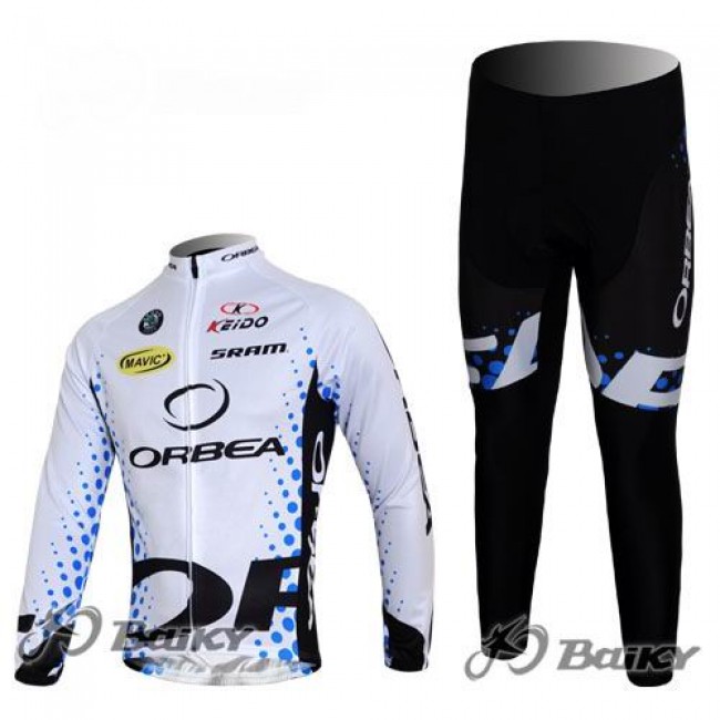 Orbea Pro Team Fietspakken Fietsshirt lange mouw+lange fietsbroeken wit 448