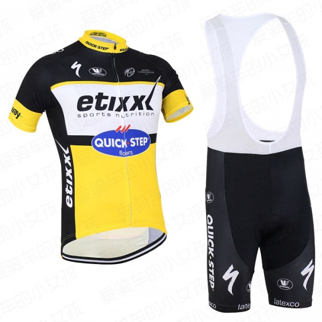 2016 Quick Step Fietskleding Fietsshirt Korte+Korte fietsbroeken Bib Geel 20160060
