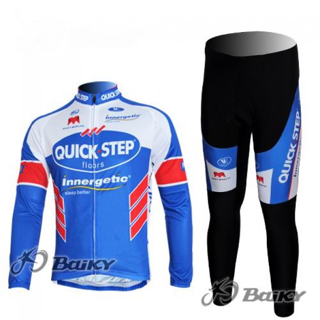 Omega Pharma-Quick Step innergetic Fietspakken Fietsshirt lange mouw+lange fietsbroeken blauw wit 435