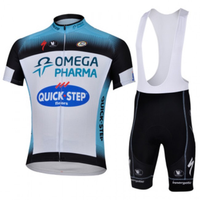 2013 Omega Pharma Quick Step Fietspakken Fietsshirt Korte+Korte koersbroeken Bib wit zwart 701