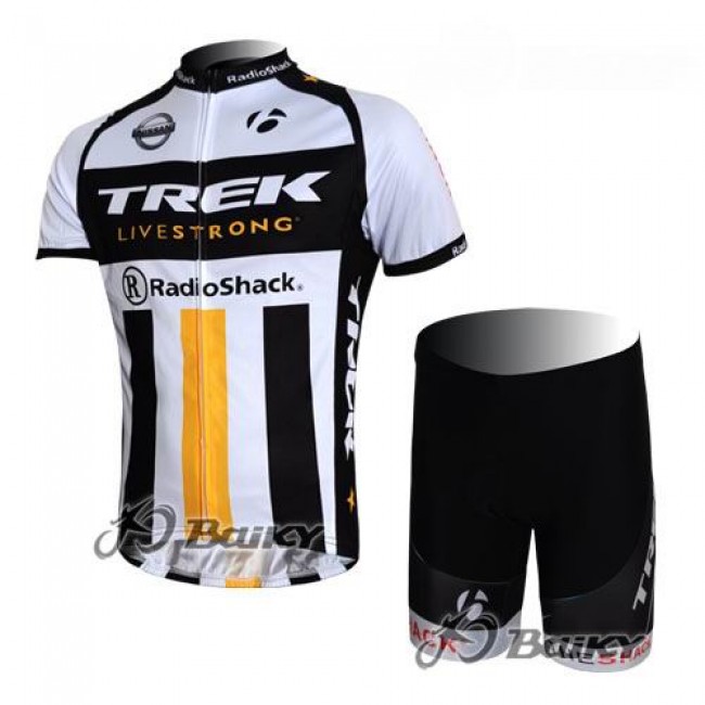 RadioShack Trek Nissan Livestrong Fietspakken Fietsshirt Korte+Korte fietsbroeken zeem wit zwart geel 4135