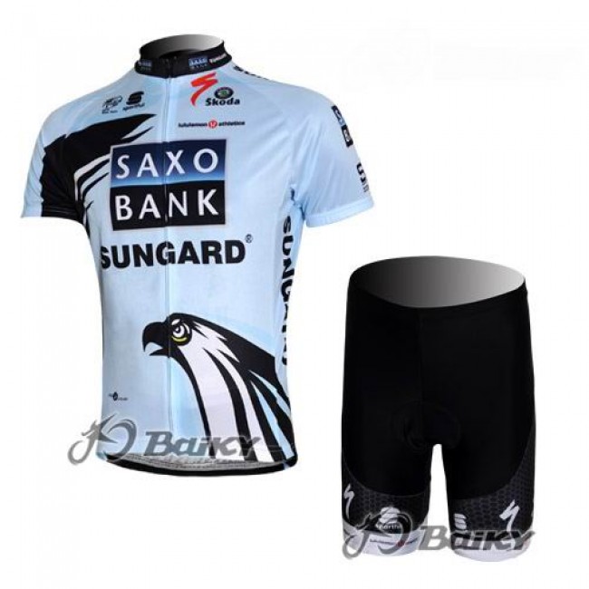 Saxo Bank Sungard Pro Team Fietspakken Fietsshirt Korte+Korte fietsbroeken zeem wit 4130
