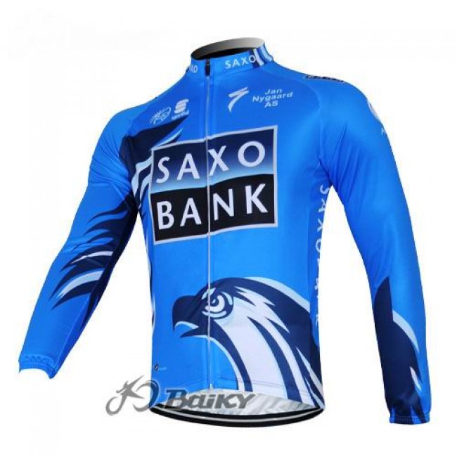 Saxo Bank Sungard Pro Team Fietsshirt lange mouw blauw zwart 515