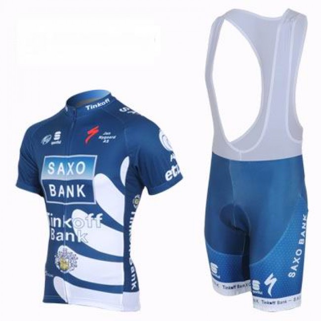 2013 Saxo Bank Tinkoff Pro Team Fietspakken Fietsshirt Korte+Korte koersbroeken Bib blauw 4199