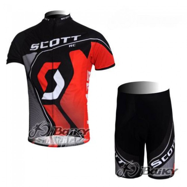 Scott Racing Team Fietskleding Fietsshirt Korte Mouwen+Fietsbroek Korte zeem zwart rood 525