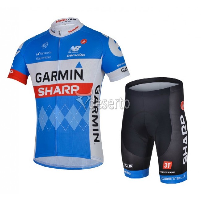 Team Garmin Sharp 2014 Fietskleding Fietsshirt Korte Mouwen+Fietsbroek Korte zeem 1235