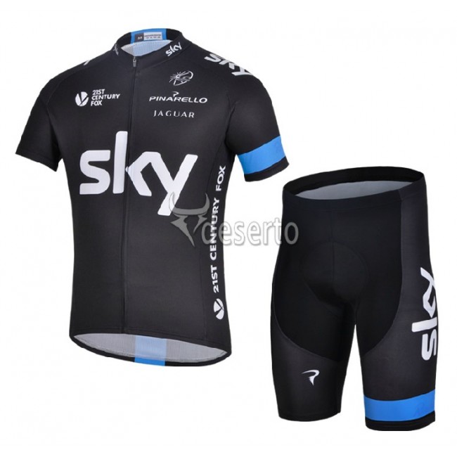 Team Sky 2014 Fietskleding Fietsshirt Korte Mouwen+Fietsbroek Korte zeem 1338