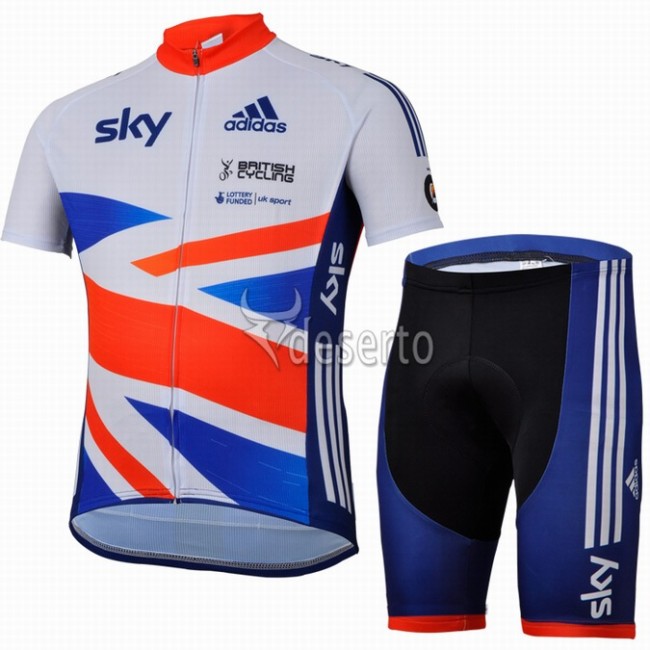 Team Sky Great Britain Verenigd Koninkrijk Fietskleding Fietsshirt Korte Mouwen+Fietsbroek Korte zeem 792