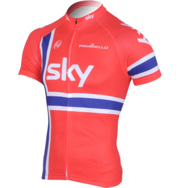 2013 Team Sky Noors kampioen Fietsshirt Korte mouw rood 767