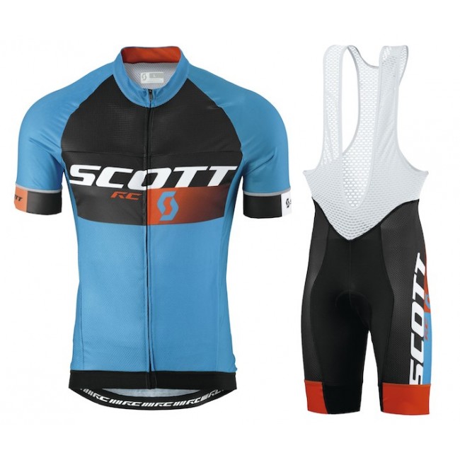 2015 Scott RC Pro zwart-blauw Fietskleding Set Fietsshirt Korte Mouwen+Fietsbroek Bib Korte 2238