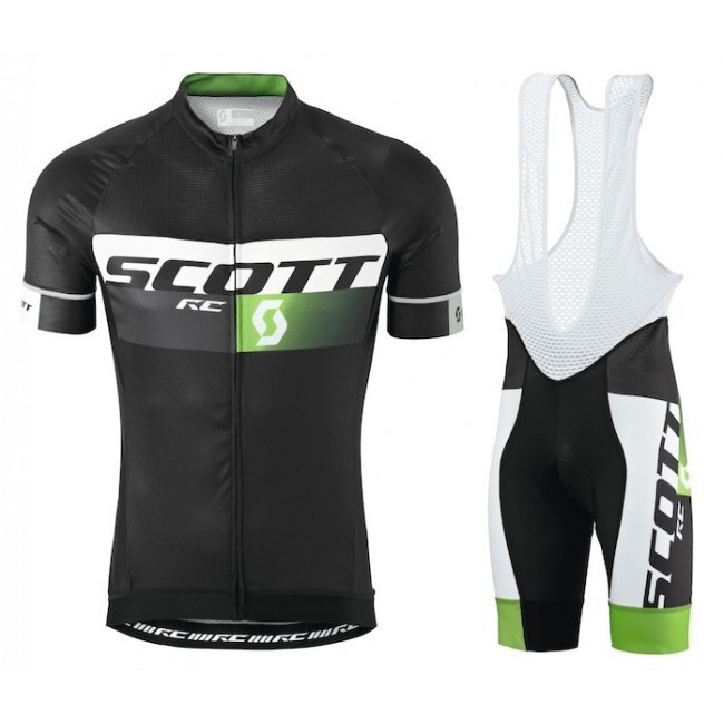 Scott RC Pro zwart-groen 2015 Fietskleding Set Fietsshirt Korte Mouwen+Fietsbroek Bib Korte 2237