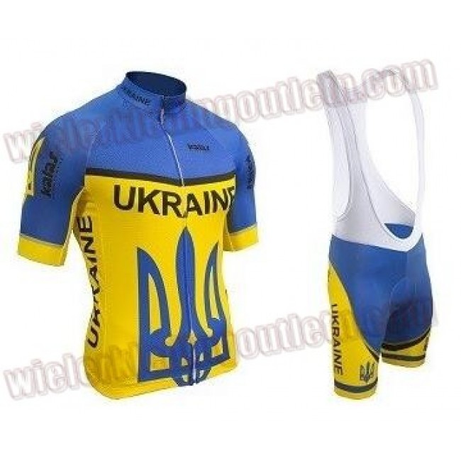 Ucrania Fietskleding Set wielershirt korte mouwen+koersbroek kort Bib 33nl10070