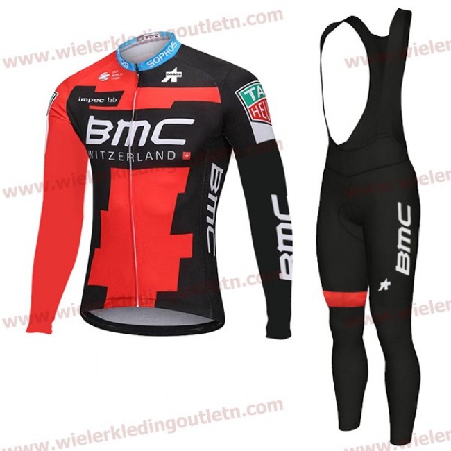 BMC Racing Team 2018 Wielerkleding Set Wielershirts lange mouw+fietsbroek lang met zeem nl18a008