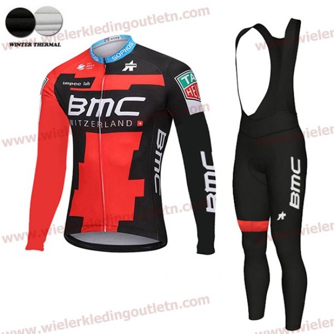 BMC Racing Team 2018 winterset Wielerkleding Set Wielershirts lange mouw+fietsbroek lang met zeem nl18a010