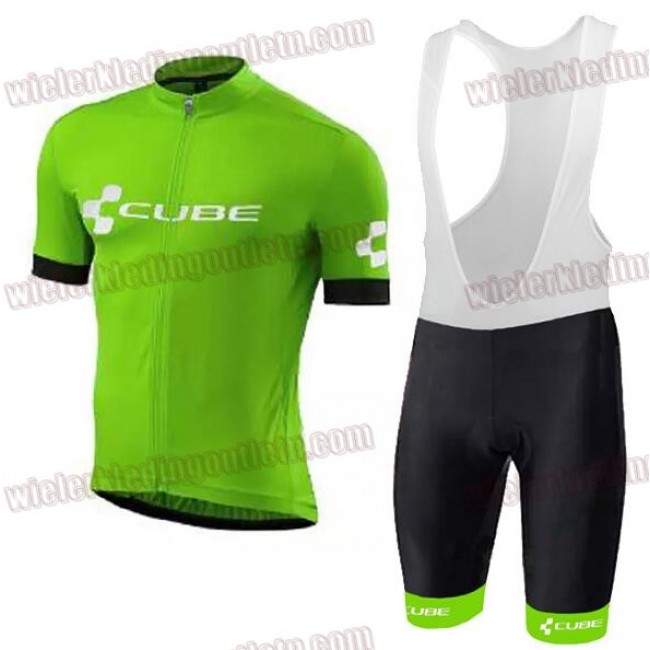 2018 Cube groen Fietskleding Set wielershirt korte mouwen+koersbroek kort Bib 33nl10041