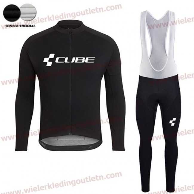 Cube 2018 zwart winterset Wielerkleding Set Wielershirts lange mouw+fietsbroek lang met zeem nl18a034