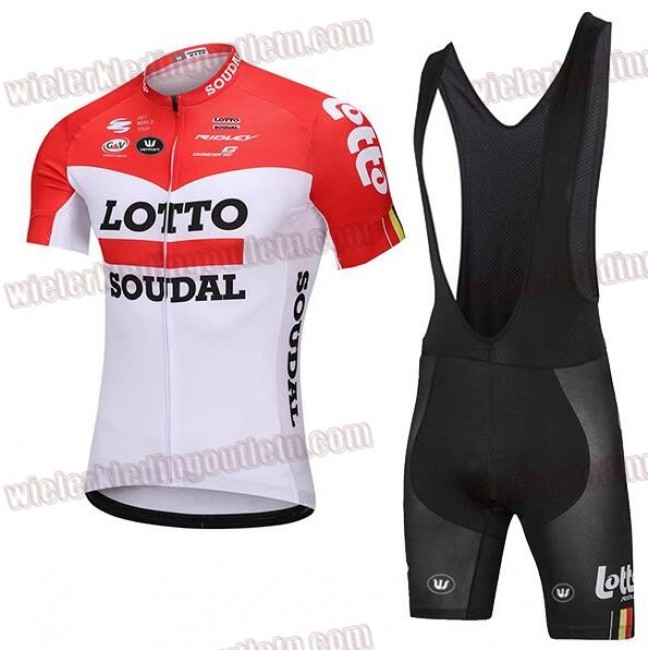 2018 Lotto Soudal Fietskleding Set wielershirt korte mouwen+koersbroek kort Bib 33nl10022