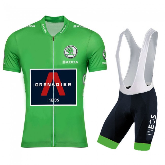Ineos Grenadier 2020 Tour De France groen Fietskleding Fietsshirt Korte Mouw+Korte Fietsbroeken Bib 2037
