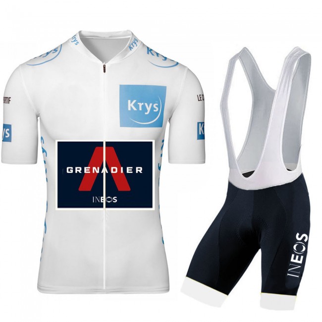 Ineos Grenadier 2020 Tour De France wit Fietskleding Wielershirt Korte Mouw+Korte Fietsbroeken Bib 2043