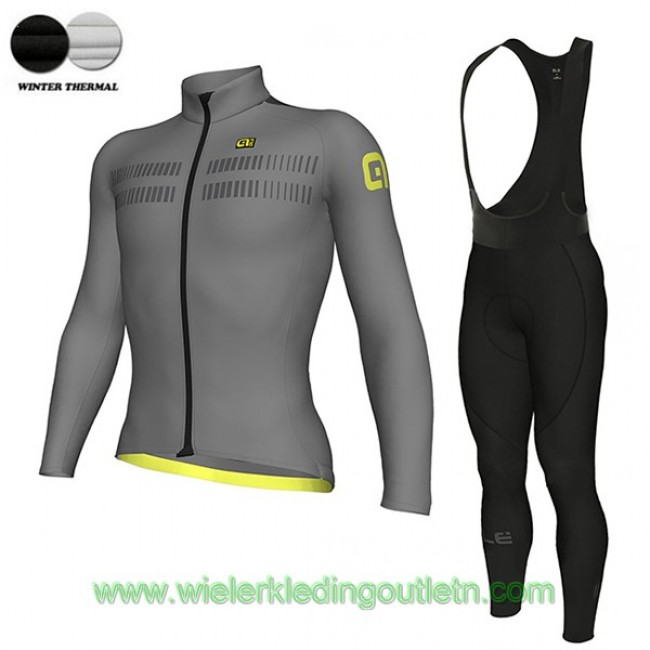 2018 Ale N2 Winter Fietskleding Wielershirt lange mouw+Lange fietsbroeken Bib 872EQMO