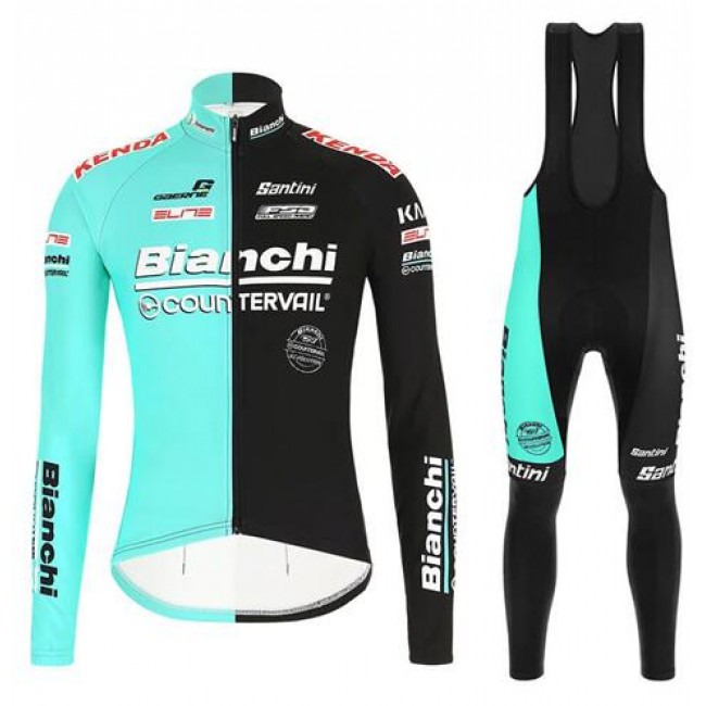 2020 Bianchi Countervail Fietskleding Set Wielershirts lange mouw+fietsbroek lang mete BA2NM BA2NM