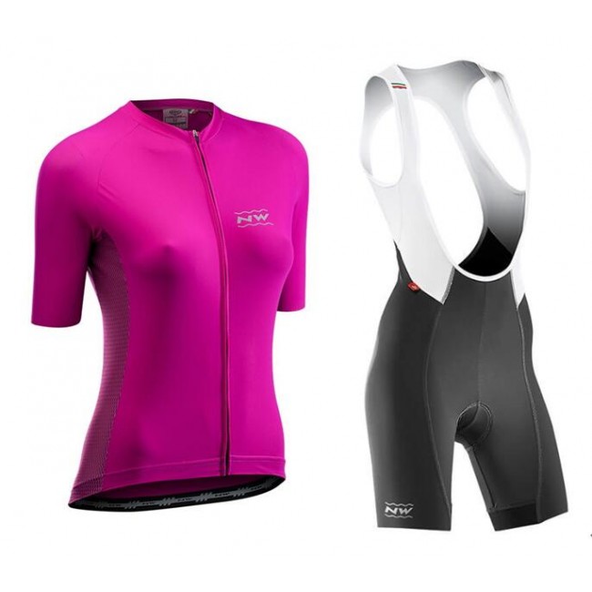 Dames NORTHWAVE Allure Fietskleding Wielershirt Korte Mouw+Korte Fietsbroeken Bib Pourpre 9YASI 9YASI