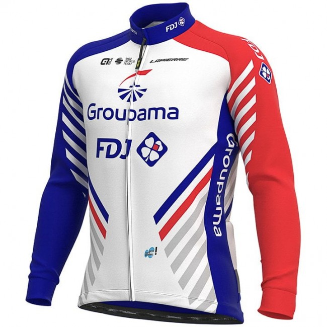 2020 GROUPAMA-FDJ Wielershirts lange mouw Wit Blauw Rood 2DHRG 2DHRG