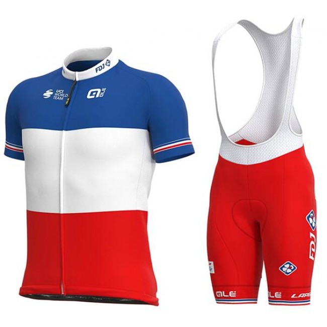 GROUPAMA-FDJ France Champion 2020 Fietskleding Wielershirt Korte Mouw+Korte Fietsbroeken Bib 2K24B 2K24B