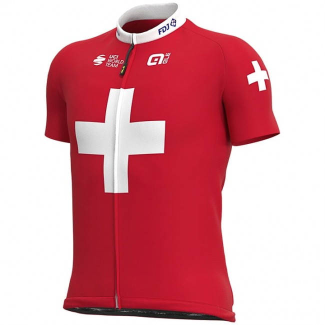 GROUPAMA-FDJ Fietsshirt Korte Mouw Switzerland Champion 2020 8HOG6 8HOG6