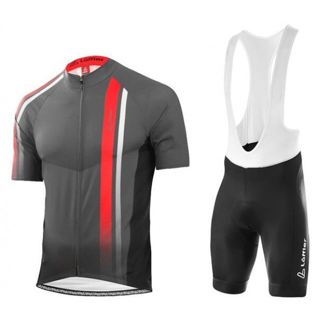 2020 LOFFLER Hotbond Fietskleding Wielershirt Korte Mouw+Korte Fietsbroeken Bib Gris Rood RN9UF RN9UF