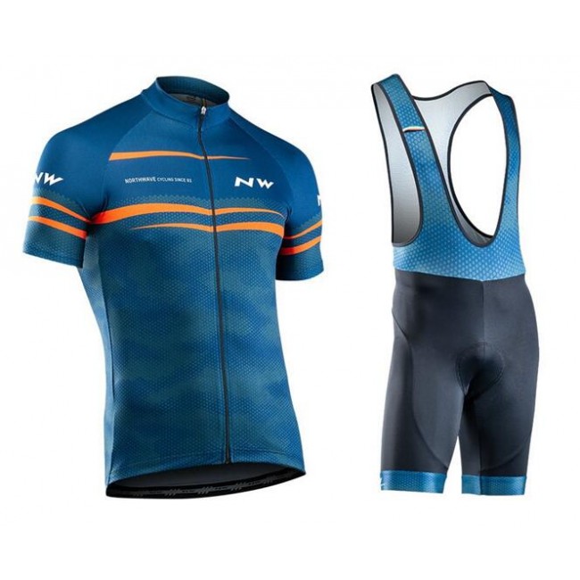 NORTHWAVE Origin Fietskleding Wielershirt Korte Mouw+Korte Fietsbroeken Bib Blauw Orange 7MN7I 7MN7I