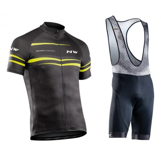 NORTHWAVE Origin Fietskleding Wielershirt Korte Mouw+Korte Fietsbroeken Bib Zwart Geel C1SB6 C1SB6