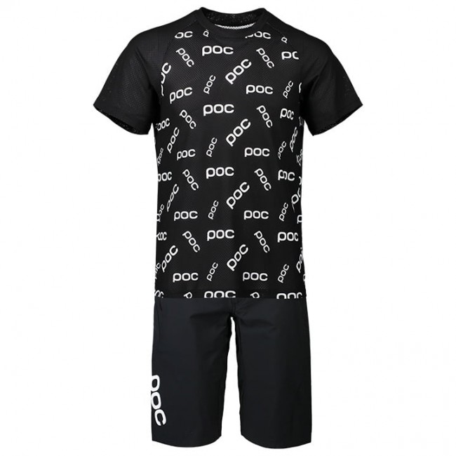 2020 POC Pure Fietskleding Fietsshirt Korte Mouw+Bikeshorts Zwart 3PXGD 3PXGD