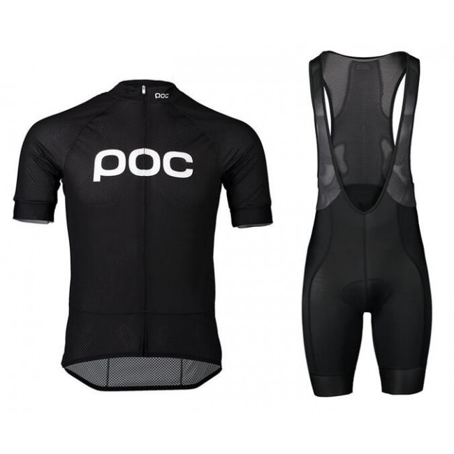 2020 POC Essential Road Logo Fietskleding Wielershirt Korte Mouw+Korte Fietsbroeken Bib Zwart AQXW4 AQXW4