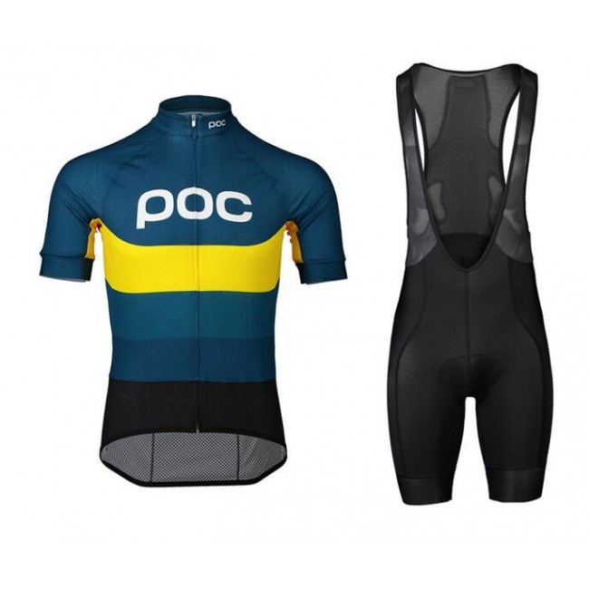 2020 POC Essential Road Logo Fietskleding Wielershirt Korte Mouw+Korte Fietsbroeken Bib Zwart Blauw Geel GRXJV GRXJV